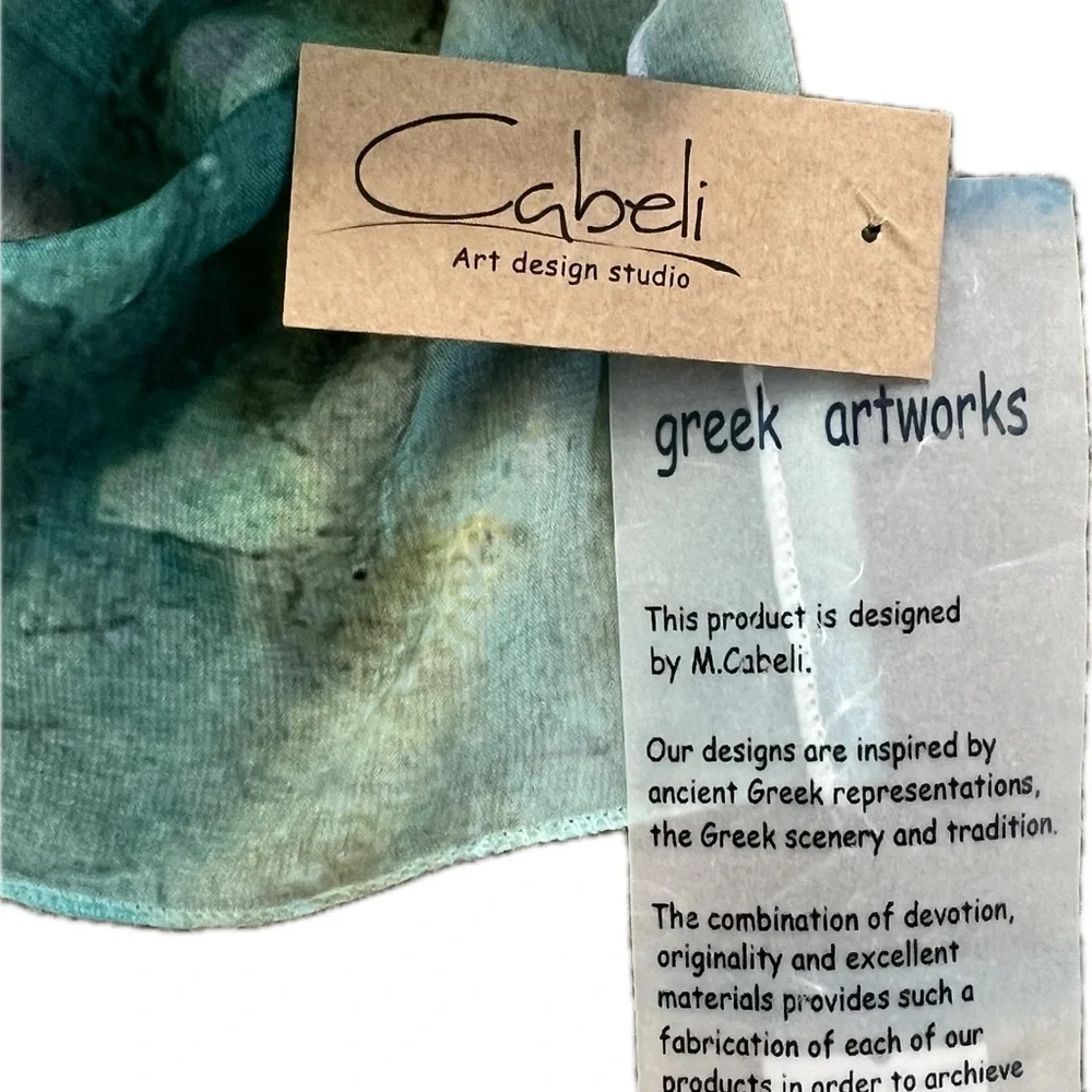 Cabeli Art Design Studio Scarf NWT Depicting Mykonos Landscape